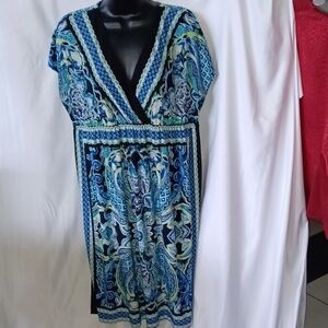 AB STUDIO BLUE KIMONO SLEEVE DRESS SZ.L EUC